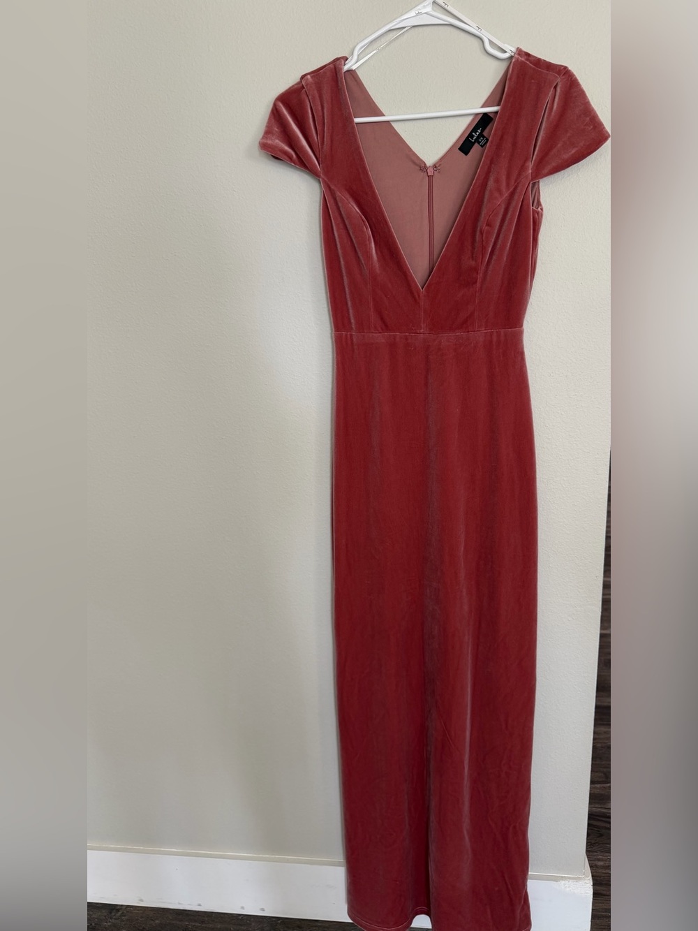 Lulu's Mauve Velvet V-Neck Cap Sleeve Maxi Dress